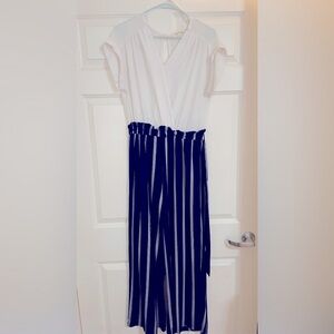 Floor length striped jumpsuit